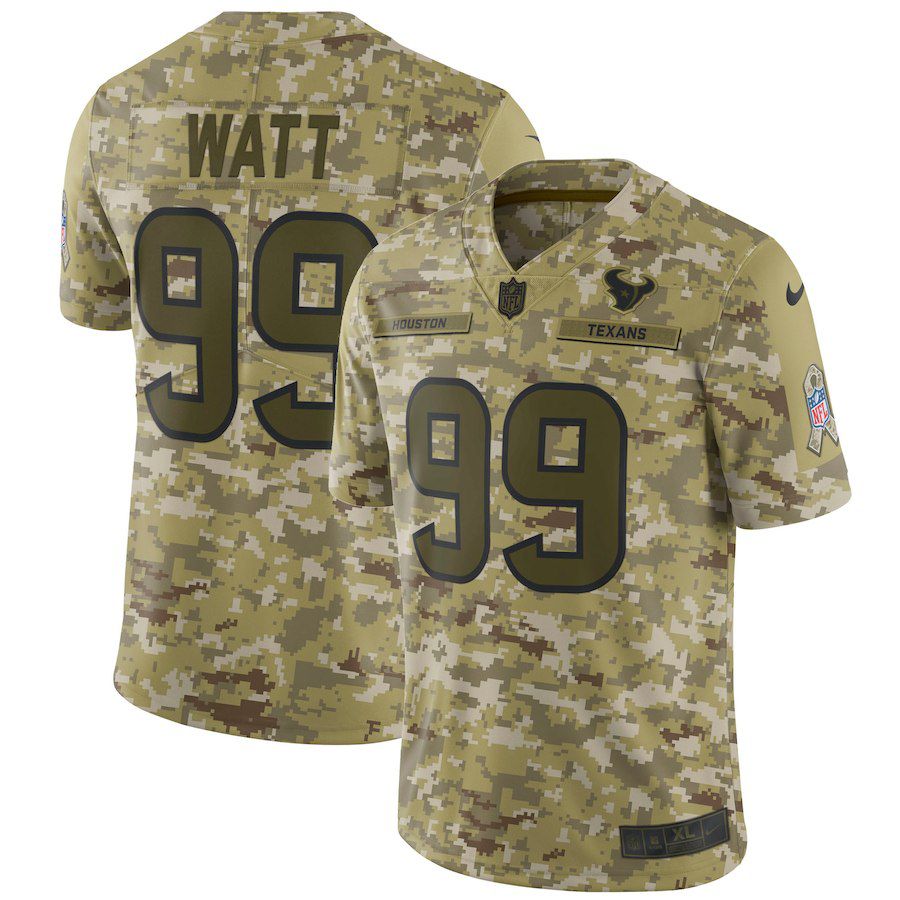 Men Houston Texans #99 Watt Nike Camo Salute to Service Retired Player Limited NFL Jerseys